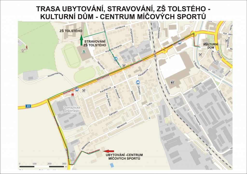 Mapa UBYTOVÁNÍ STRAVOVÁNÍ - ZŠ TOLSTÉHO - CENTRUM MS